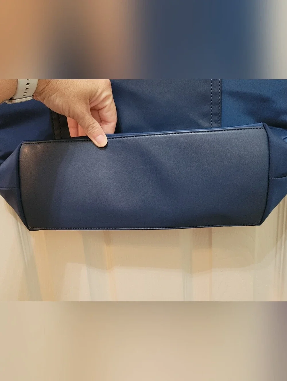 London Fog Navy Tote Bag with Front Zip Pocket